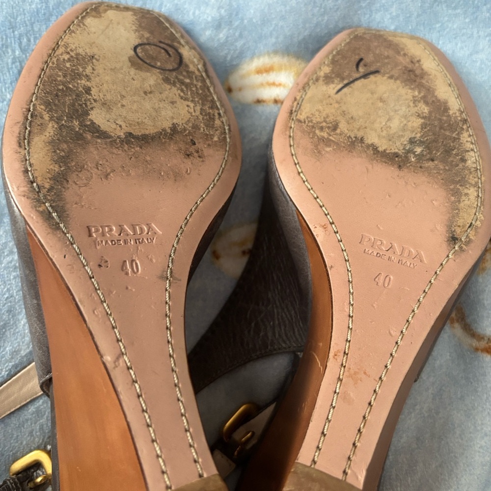 Prada Women's Gray Slingback Heels - Picture 5 of 7